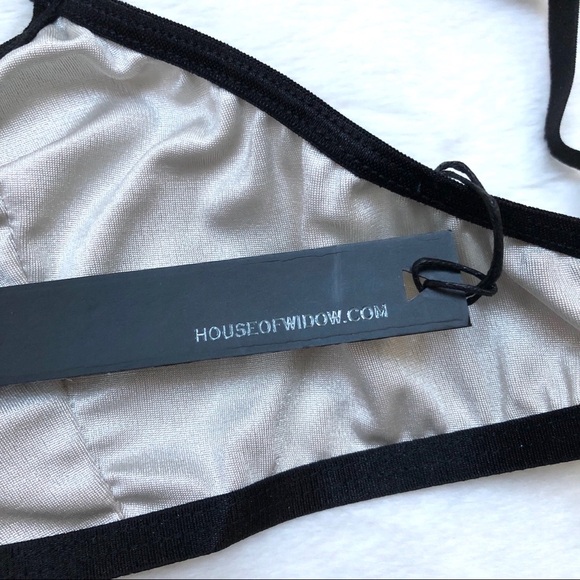 NWT Dolls Kill House of Widow Slinky Spandex Tri Bra in Off White - Picture 9 of 12